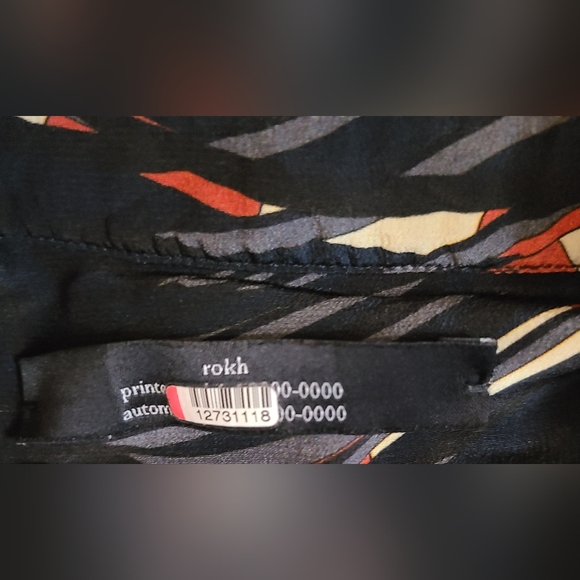 rokh Size 2-4 Silk Scarf Midi Shirtdress Blue Classic Chain Link Abstract Print - Picture 15 of 16